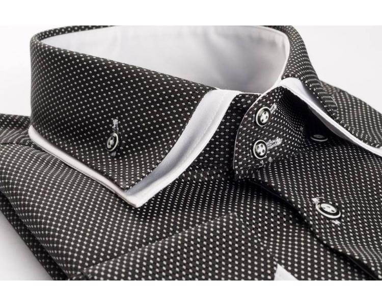 SL 5514 Men's black & white print double collar shirt Men's shirts
