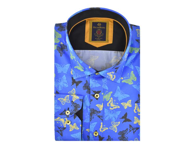 SL 6094 Men's blue butterfly print shirt Men's shirts