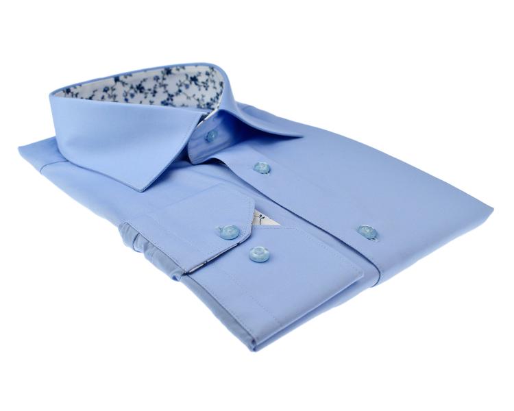 SL 439 Men's light blue floral trim shirt Men's shirts