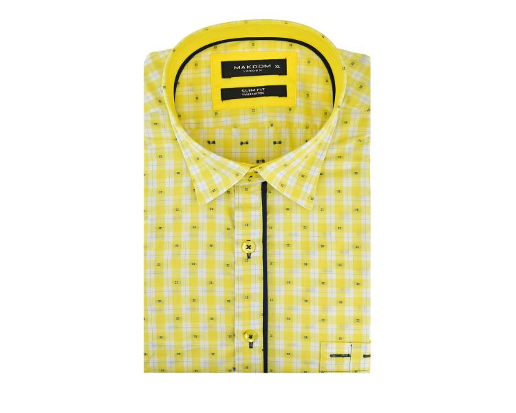 SS 6049 Men's yellow checked short sleeved shirt Men's shirts