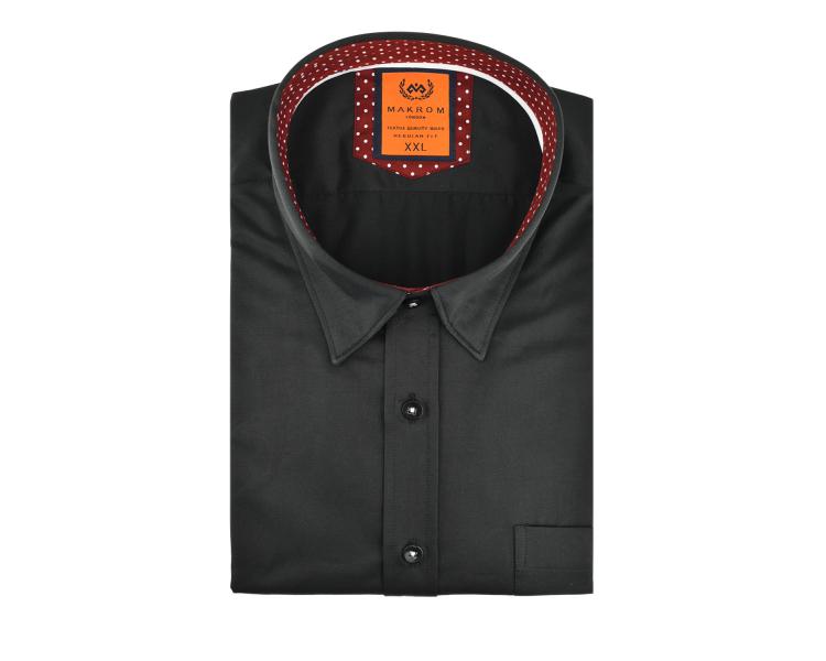 SS 6084 Men's black polka dot trim short sleeved shirt Men's shirts
