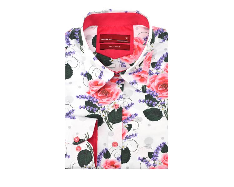 LL 3280 Women's white & pink floral print shirt Women's shirts