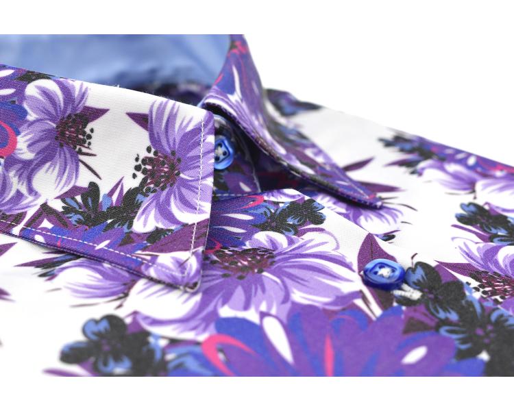 LL 3258 Women's white & purple floral print shirt Women's shirts