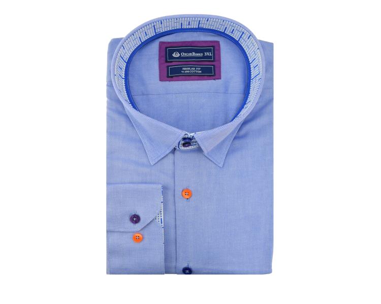 SL 5492 Men's light blue geometric print trim Oxford cotton shirt Men's shirts