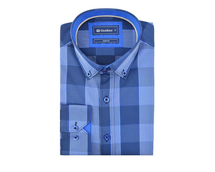 SL 5690 Men's blue checked button down shirt Men's shirts