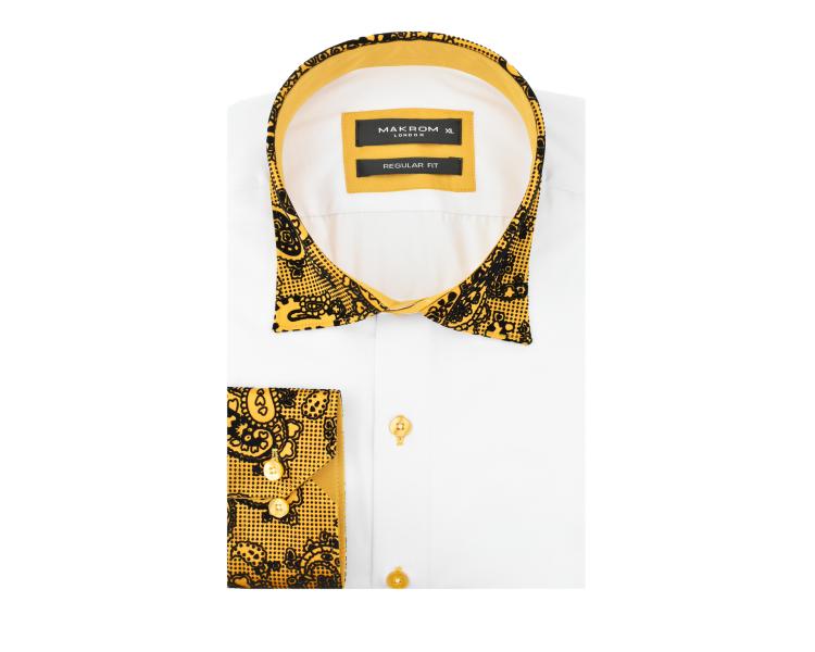 SL 5410 Men's white & camel velvet collar shirt Men's shirts