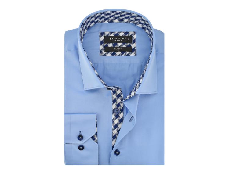 SL 5891 Men's light blue check trim shirt Men's shirts