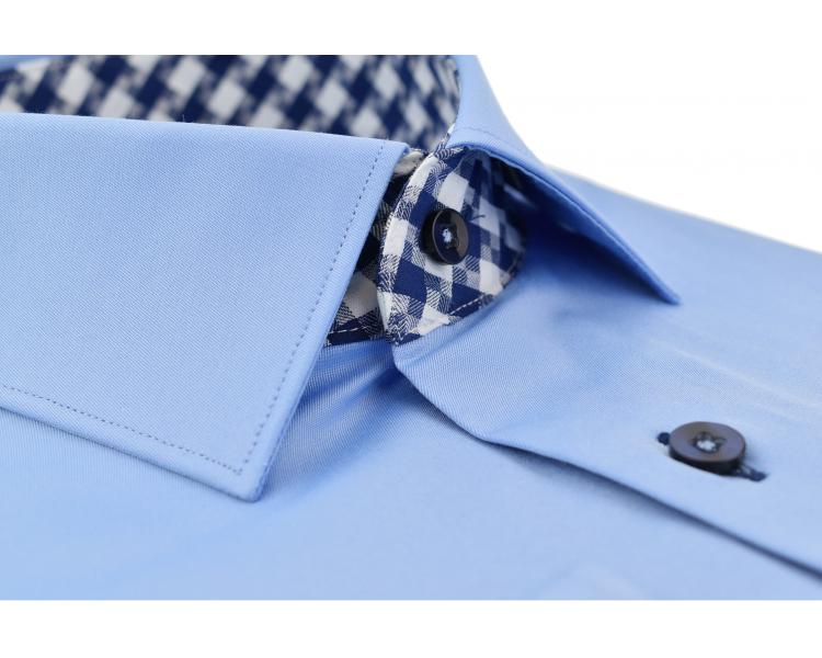 SL 5891 Men's light blue check trim shirt Men's shirts