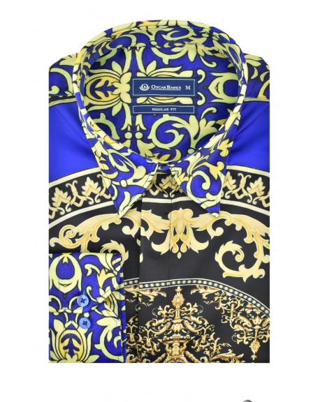 SL 6191 Men's exclusive design signature print satin shirt