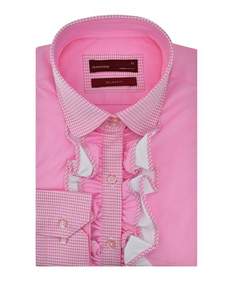 LL 3137-2 Women's pink & white ruffle shirt