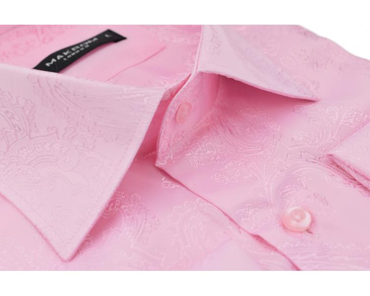 SL 446 Men's pink paisley print double cuff silk shirt Men's shirts