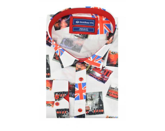 SL 5730 Men's Great Britain Flag print cotton shirt Men's shirts