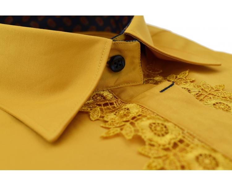 LL 3120-1 Women's gold paisley print trim shirt with laces Women's shirts