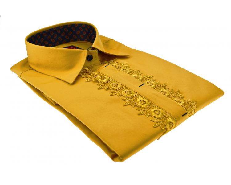 LL 3120-1 Women's gold paisley print trim shirt with laces Women's shirts