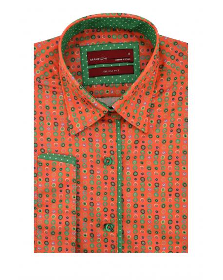 LS 4107 Women's orange dot printed 3/4 sleeved shirt