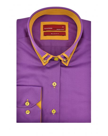 LL 3139 Women's purple double collar shirt