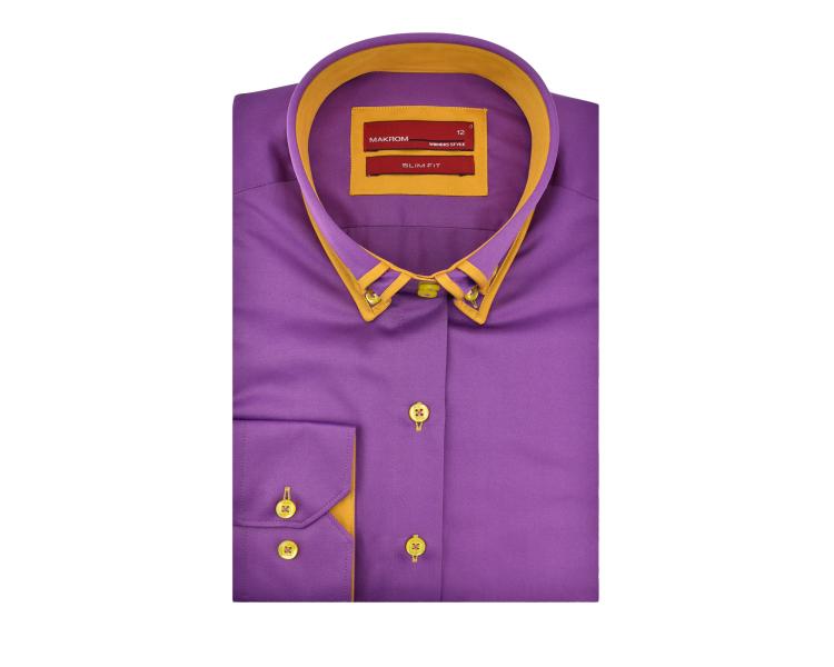 LL 3139 Фиолетовая рубашка с двойным воротником Женские рубашки