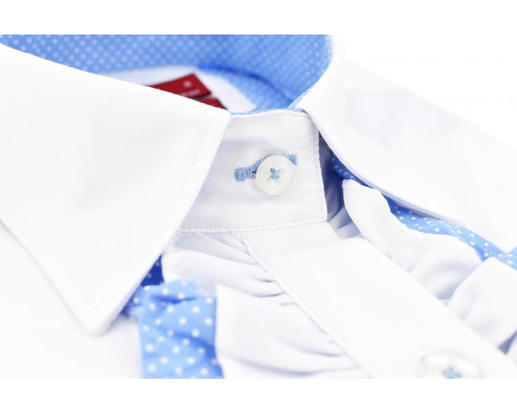 LL 3251 Women's white & blue shirt with frill detail Women's shirts