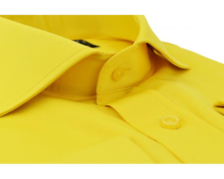 SL 6111 Men's yellow plain double cuff shirt with cufflinks Men's shirts