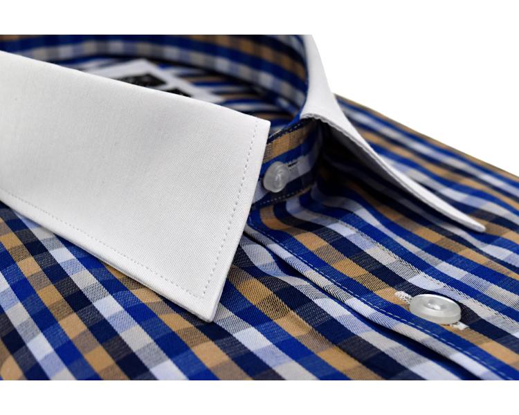 SL 5740 Men's check print double cuff shirt Men's shirts