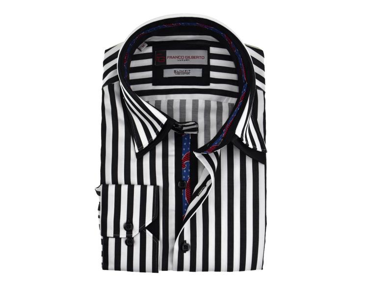 SL 5369 Men's striped double collar shirt Men's shirts