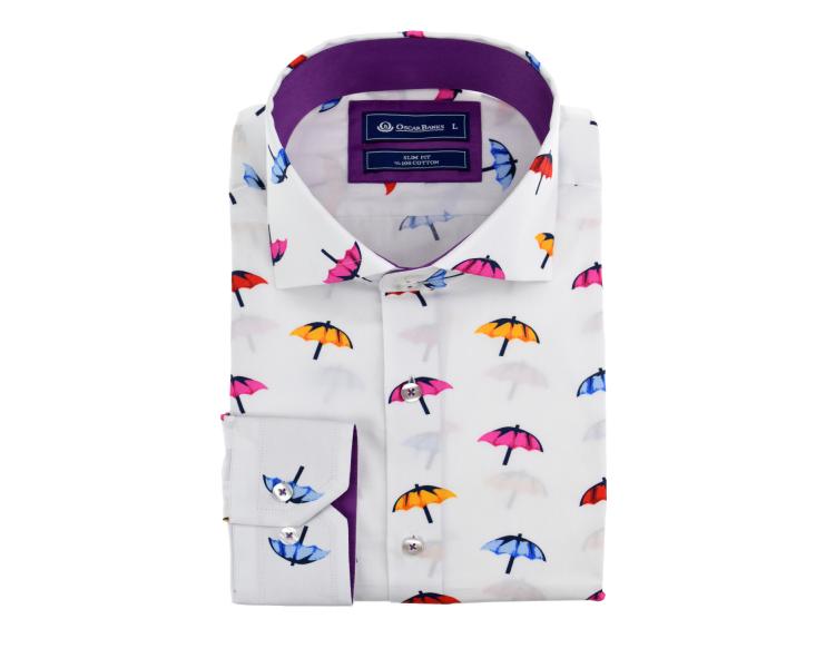 SL 5731 Цветная рубашка с принтом "Зонтики" Мужские рубашки