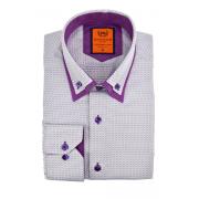 SL 5514 Men's grey & purple double collar shirt Men's shirts