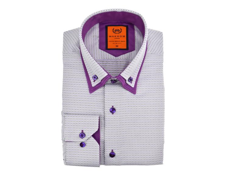 SL 5514 Men's grey & purple double collar shirt