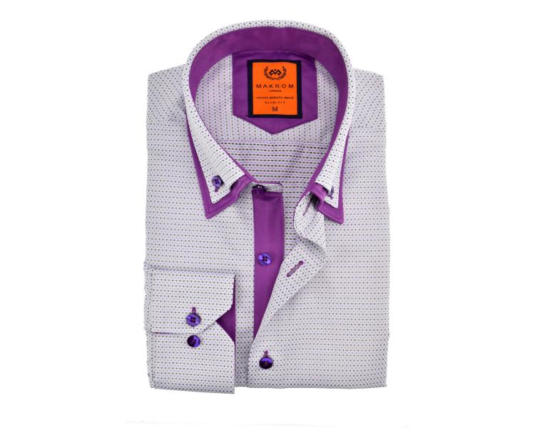SL 5514 Men's grey & purple double collar shirt Men's shirts