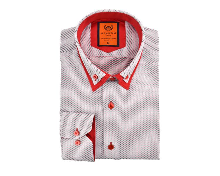 SL 5514 Men's grey & red double collar micro print shirt