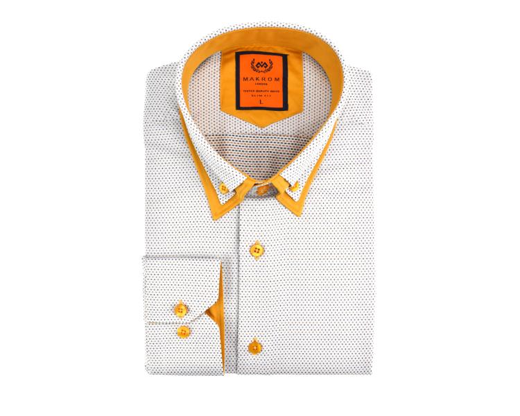SL 5514 Men's grey & camel double collar shirt