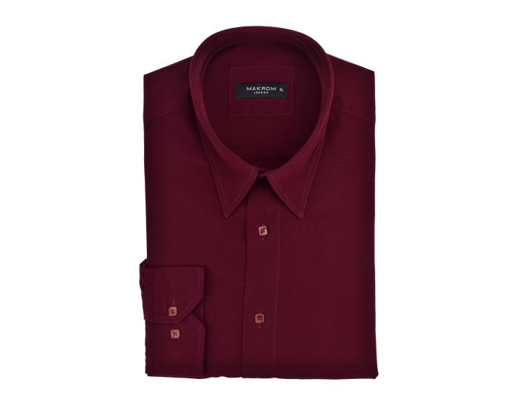 SL 556 Men's claret red plain long sleeved shirt Men's shirts