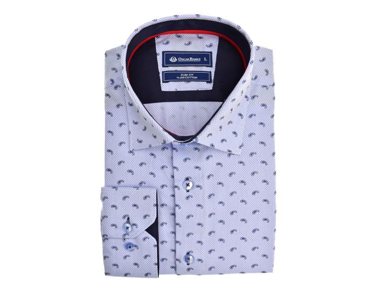 SL 5927 Men's blue paisley micro print Royal Oxford shirt Men's shirts