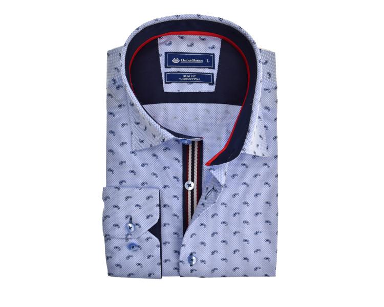 SL 5927 Men's blue paisley micro print Royal Oxford shirt Men's shirts