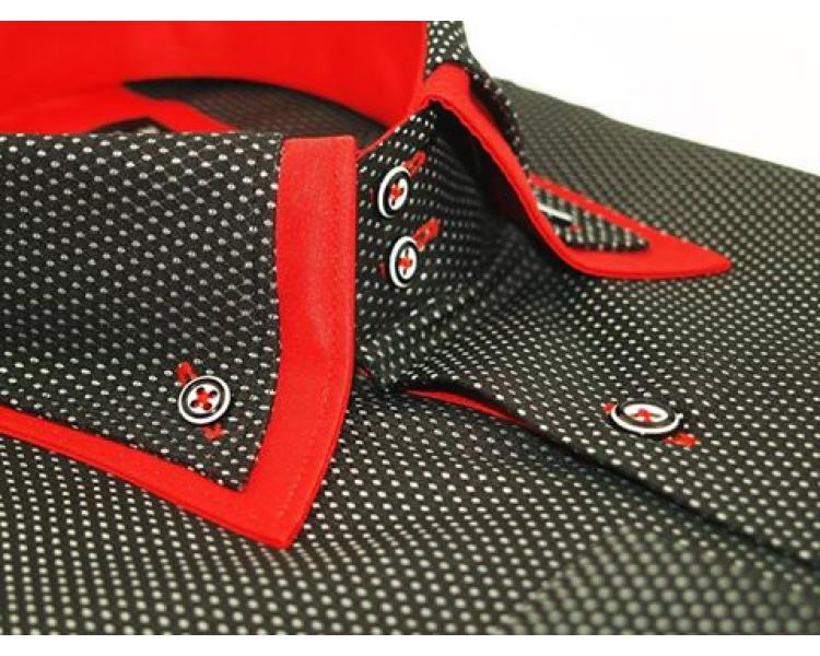 SL 5514 Men's black & red print double collar shirt Men's shirts