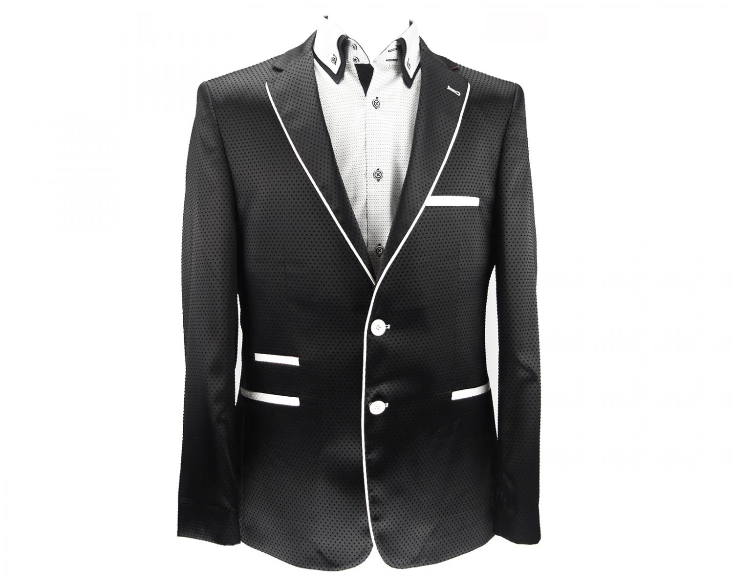 Men's black white polka dot blazer - Quality Designed Shirts