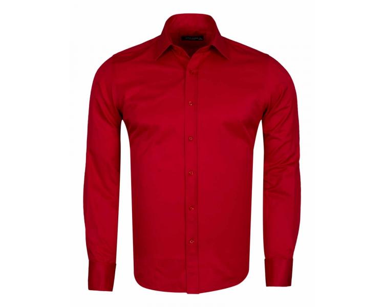 SL 6111 Men's red plain double cuff shirt with cufflinks Men's shirts