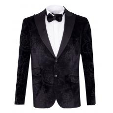 Men's luxury paisley print black velvet blazer Blazers