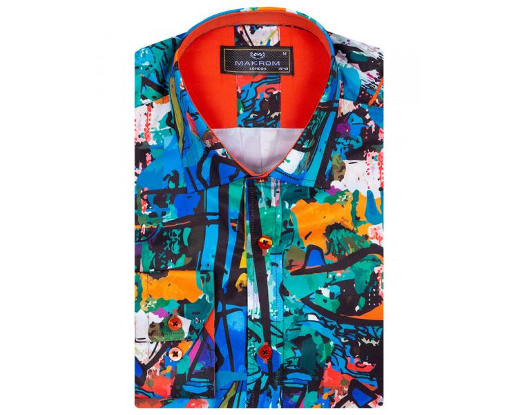SL 6926 Men's multi color psychedelic print long sleeved shirt Men's shirts