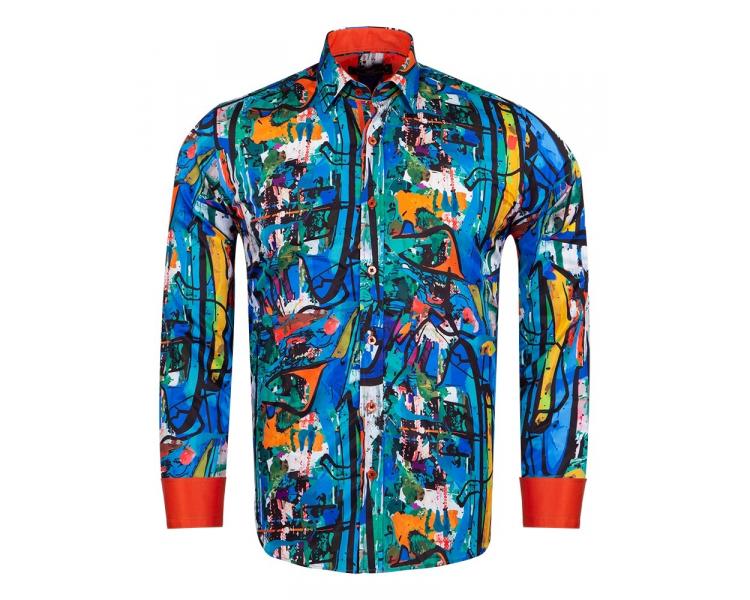 SL 6926 Men's multi color psychedelic print long sleeved shirt Men's shirts