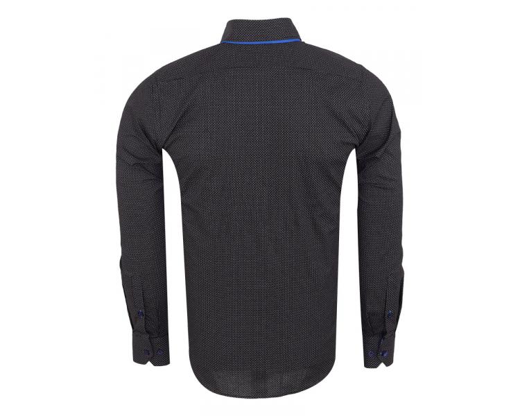 SL 7074 Men's black micro print double collar long sleeved shirt Men's shirts