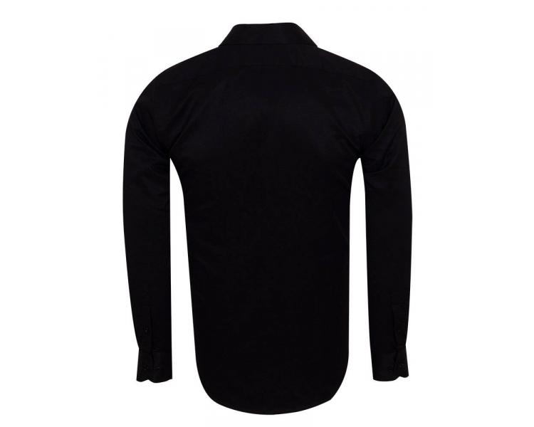 SL 7120 Men's black plain cutaway collar long sleeved shirt Men's shirts