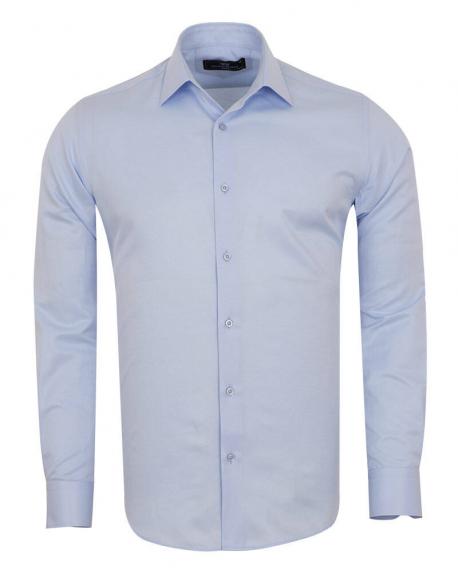 SL 7122 Men's blue plain cutaway collar long sleeved shirt