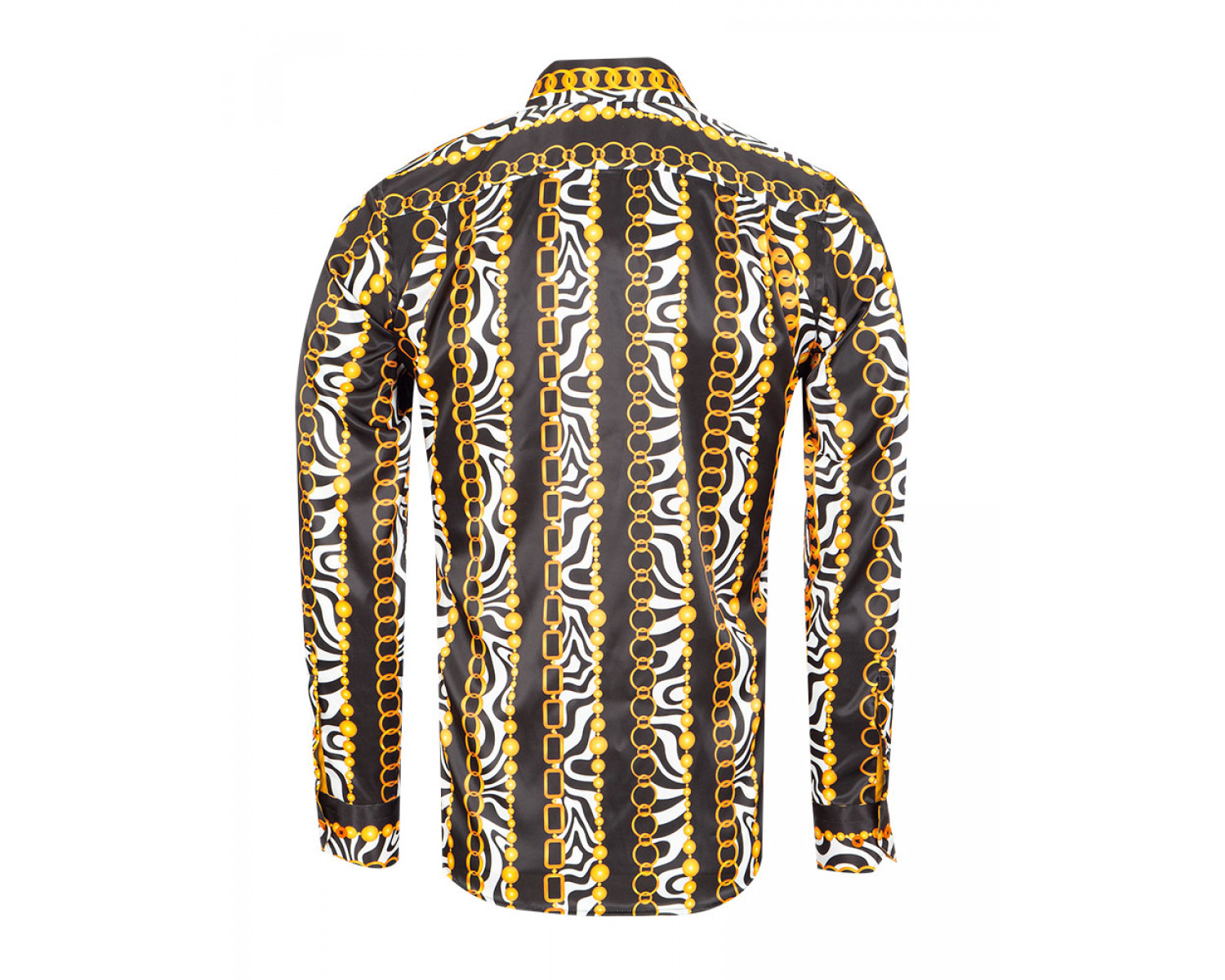 SL 7489 Men's black & white Versace style print satin long