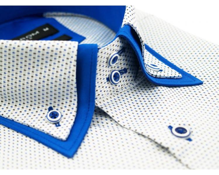 SL 5514 Men's grey & blue double collar long sleeved shirt Men's shirts