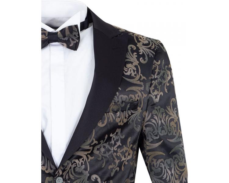 J 415 Men's black & green Royal Baroque print Blazer with waistcoat Blazers