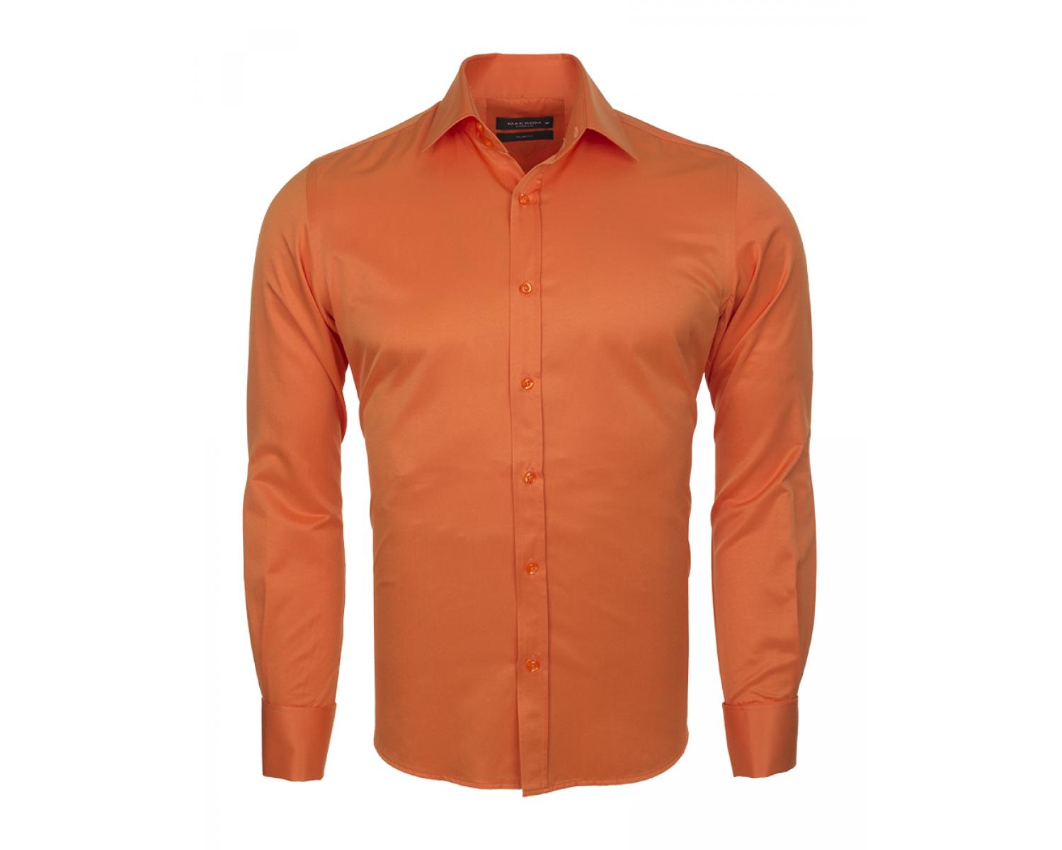Мужская однотонная оранжевая рубашка
