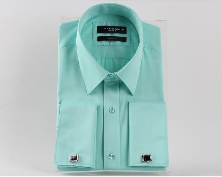 SL 1045-C Men's mint plain double cuff shirt with cufflinks Men's shirts