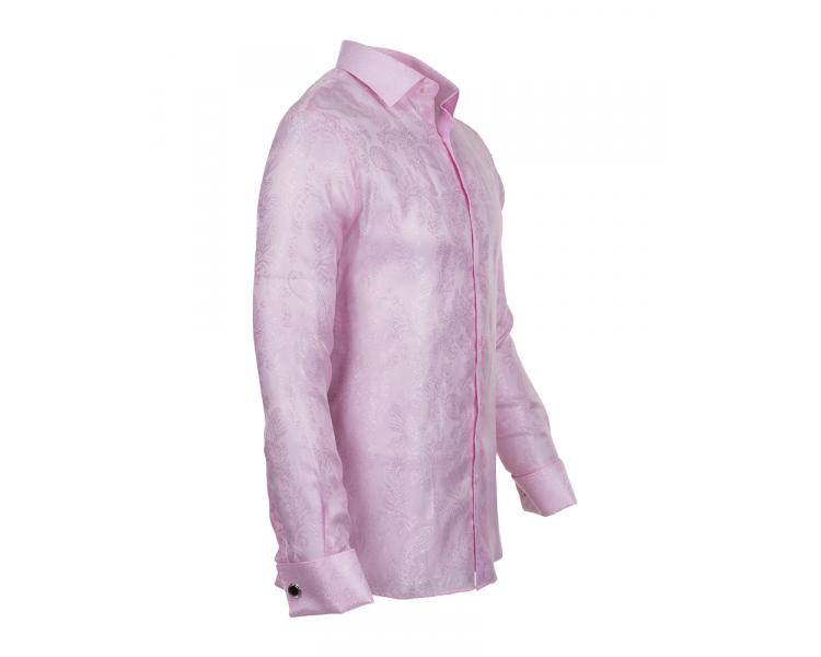 SL 446 Men's pink paisley print double cuff silk shirt Men's shirts
