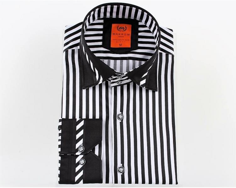 SL 5322 Men's black & white striped shirt Men's shirts
